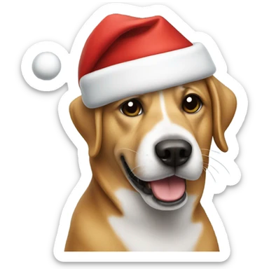Dog wearing a Santa hat sticker