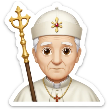 Elderly pope with ceremonial staff sticker