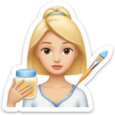 Esthéticienne appliquant la lotion n°1 avec un pinceau fin sticker