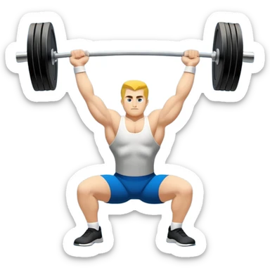 Emblem symbolizing weightlifting, featuring a barbell with heavy weights on either side, lifted above a strong, determined figure. The design conveys strength, focus, and the precision required in the sport. The barbell is centered, with a dynamic, bold style to emphasize power and athleticism.  sticker