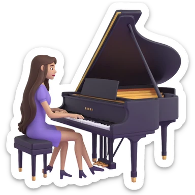 woman with extremely long hair playing the piano sticker