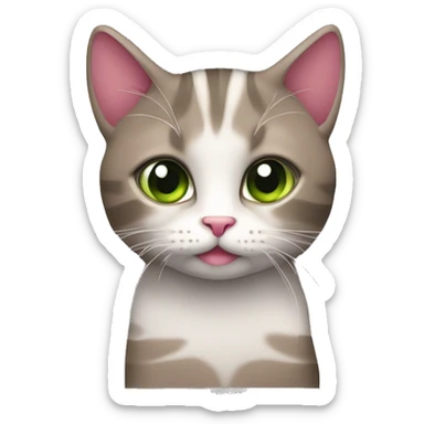 gattina con pelo color mogano e strisce grigio scuro sulla fronte. occhi verde oliva. nasino rosa.  sticker