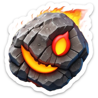 3D render of Meteor, miniature weather phenomenon, volumetric particle effects, rocky asteroid with a fiery red tail, elemental energy, emoji style, isolated on white background --v 6.0. sticker