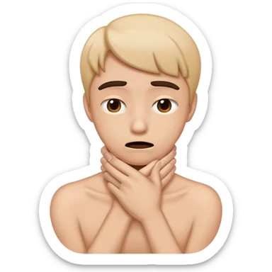 a person pretending to choke them self sticker