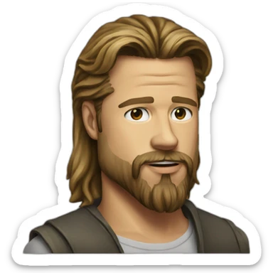 Brad Pitt with a very long beard sticker