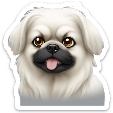 white pekingese with black spots sticker