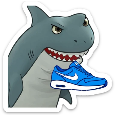 a shark with blue nike shoes sticker
