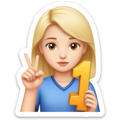 Girl holding number 1 sticker