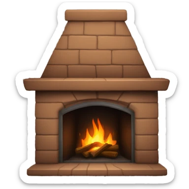 cozy brown fireplace sticker