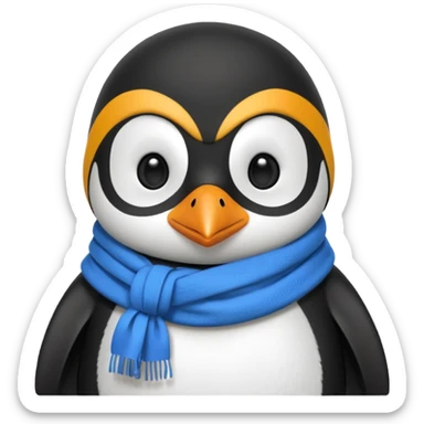 penguin with blue scarf and balaclava  sticker