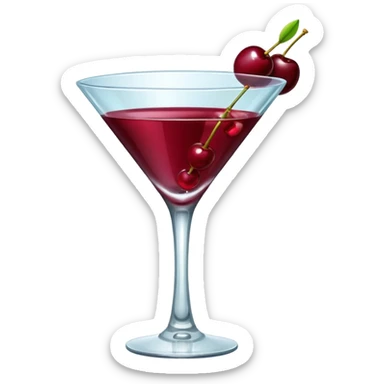 martini glass with burgundy cherry decoration sticker