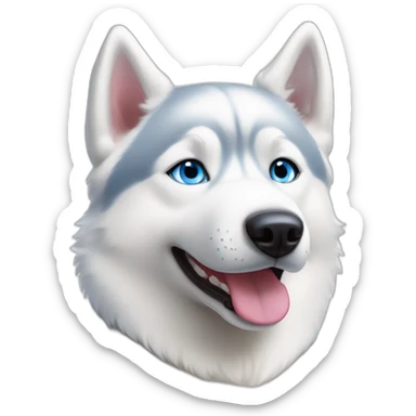 White Siberian husky smile  blue eyes sticker