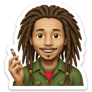 Bob Marley version cartoon smoked weed sticker