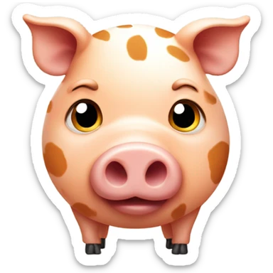 Fat orange spotted pig standing impatient sticker