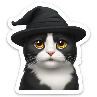 cabeza de gato negro con gorro de bruja sticker