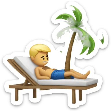Blond guy rests under palm tree sticker