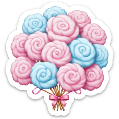 Cotton candy flower bouquet, elaborate Chinese street food art sticker
