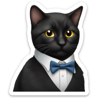 black cat with tie sticker