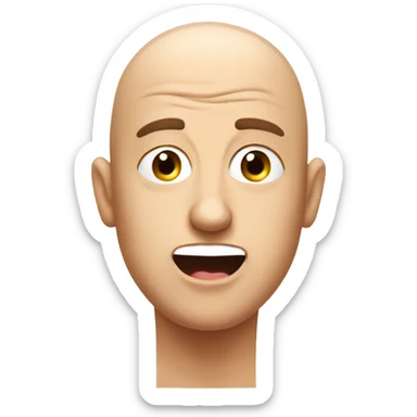 A bald guy with his head sticking out a toilet  sticker