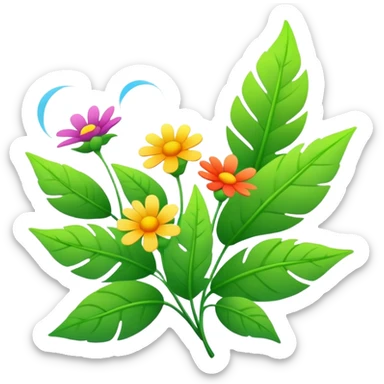 gentle wind blowing through leaves and flowers on a sunny day sticker