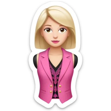 a stylish women’s vest, sleeveless, elegant and decorative design, in a bright pink color with small cute details, feminine and fancy look, no background sticker