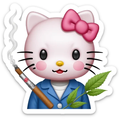 Hello Kitty smoking weed  sticker