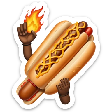Gauntlet'd Fist Gripping a Flaming Hotdog sticker