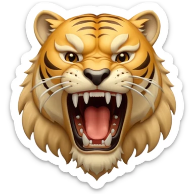 Create a Sabertooth Tiger roaring, make it fierce sticker