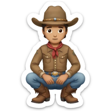 side profile of cowboy with kneews bent and hands on knees sticker