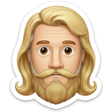 MID AGE MAN WITH LONG BLOND & bROWN WAVY HAIR, MOUSTACH AND BEARD sticker