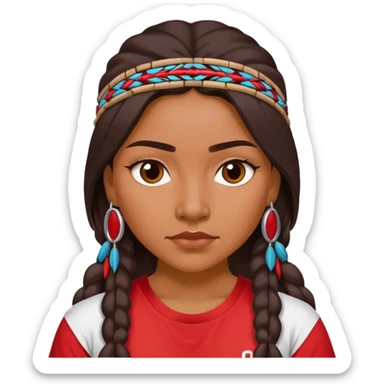 realistic Native American woman in a red “OKLAHOMA” t-shirt sticker