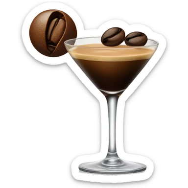 Espresso martini with one coffee bean as garnish sticker