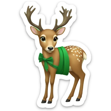 Deer wearing green dress sticker