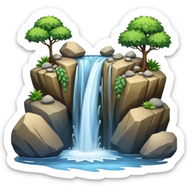 waterfall with rocks, without any plants sticker