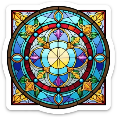 stained glass window pane, colorful sticker