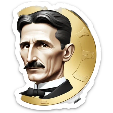 nikola tesla coin money serbia sticker