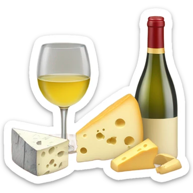white wine and cheese  sticker