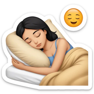 black haired girl sleeping sticker