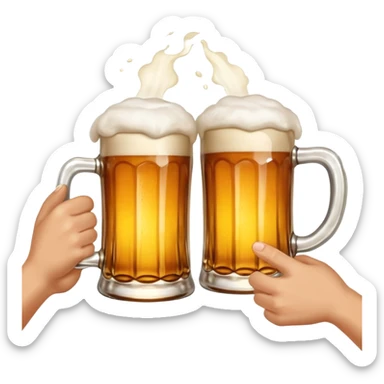 hands holding beer mugs cheers no face sticker