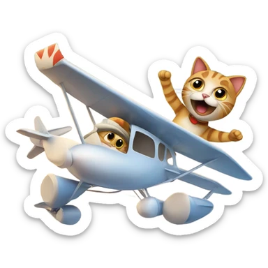 Crazy cat flying a plane sticker