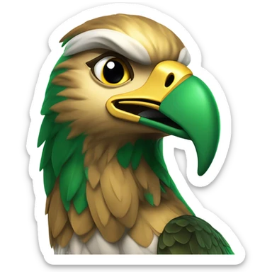 the state university of new york college at brockport's mascot Ellsworth the golden eagle celebrating christmas green beak sticker