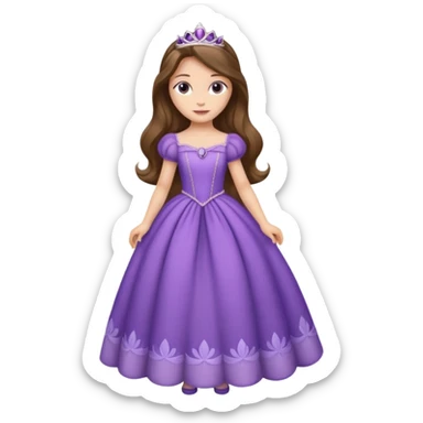 beautiful princess sofia the first with long hair with purple dresfull body sticker