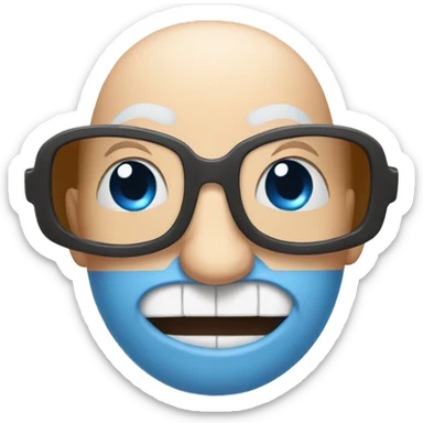 bald blue eyed emoji drinking beer sticker