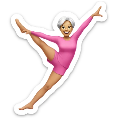Middle aged lady wearing pink doing the splits sticker