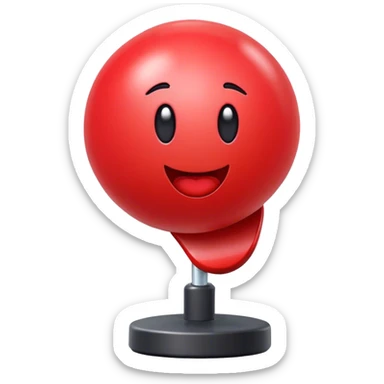 A minimalistic, cartoon-style red punching ball emoji with a glossy texture. It has a slightly rounded top and is mounted on a slim, flexible base, appearing slightly in motion. The design should be expressive and clear as an emoji. The background is fully transparent for easy overlay. No Face. sticker