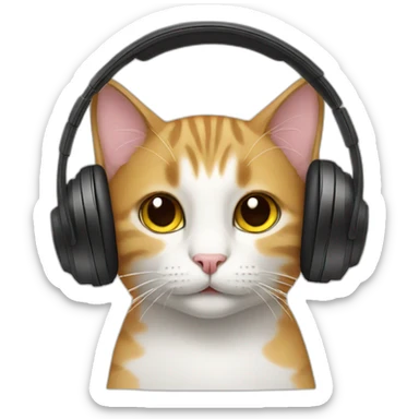 cat with headphones  sticker