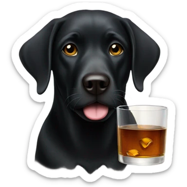 Black Labrador drinking whiskey  sticker