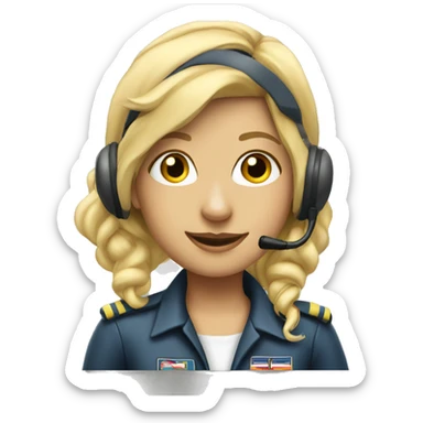 Blonde Pilot girl with nose headset sticker