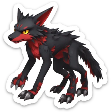  Cool Edgy Black Red Digimon-Fakemon-Garurumon-Wolf full body sticker
