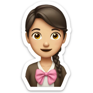 brunette girl with a bow  sticker